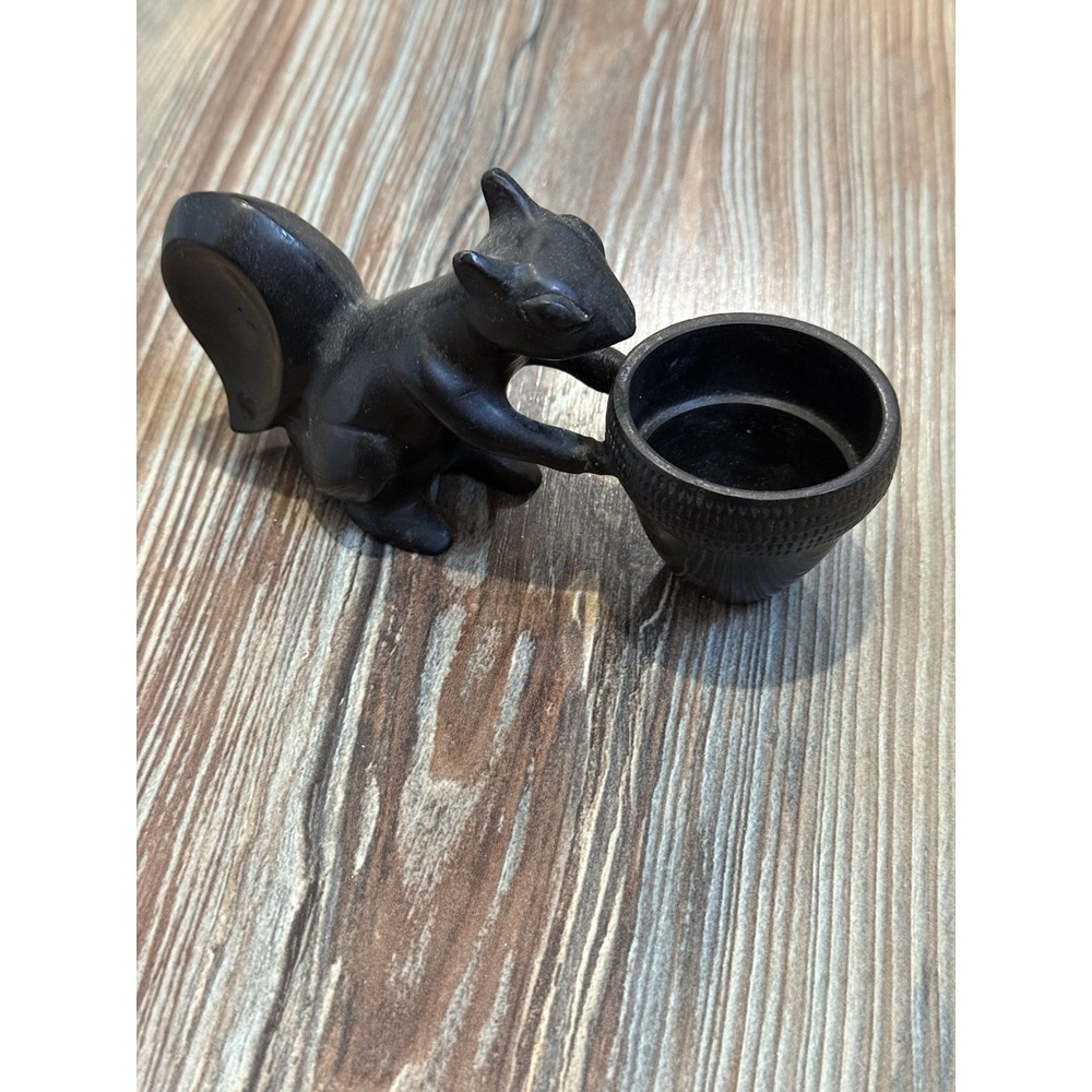 CRATE & BARREL Squirrel Nut Cup Metal Made in India Black 3x5"